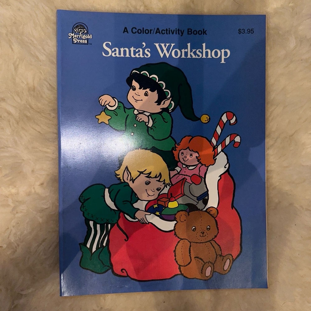 NOS 1980s Unused Merigold Press Santa's Workshop Color/Activity Book